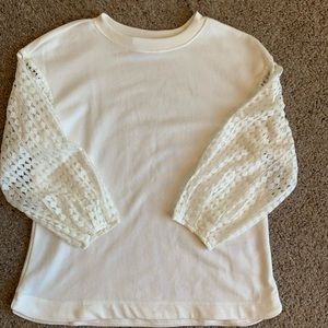 Banana Republic Mesh Lantern Sleeve Top, Off White